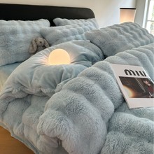 轻奢A类兔毛牛奶绒四件套秋冬季加绒加厚珊瑚绒床单被套源头厂家