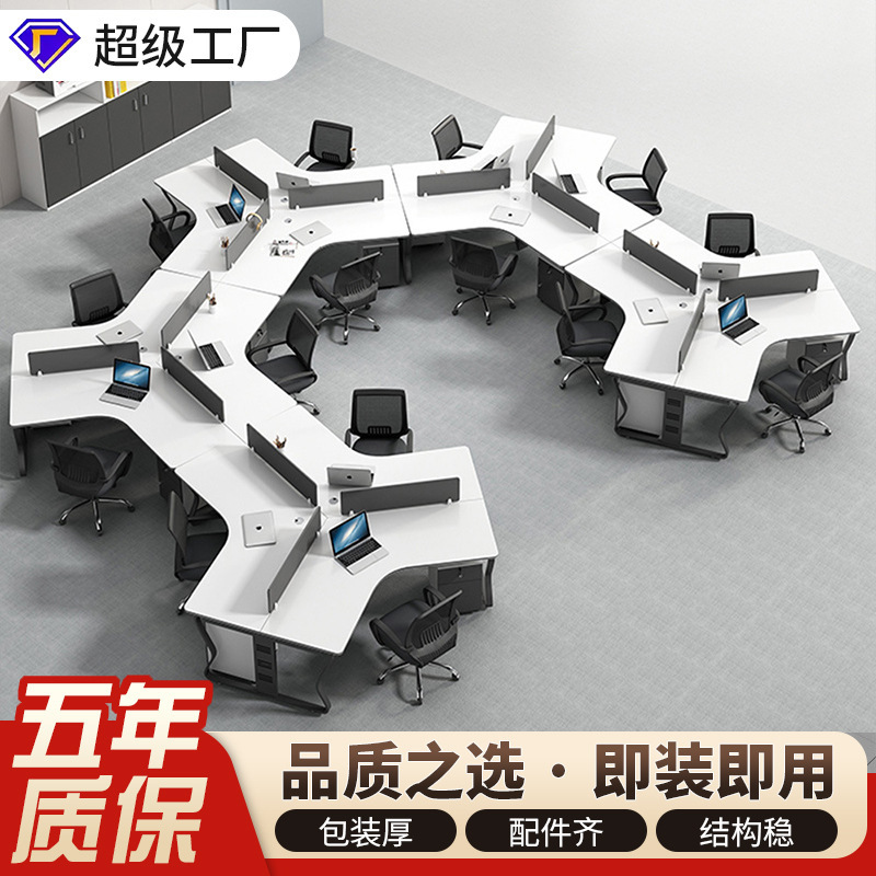Modern Office Secretary Wooden Staff Design Desk Economic Customization 4 6 8 Person Seat Staff Workstation
