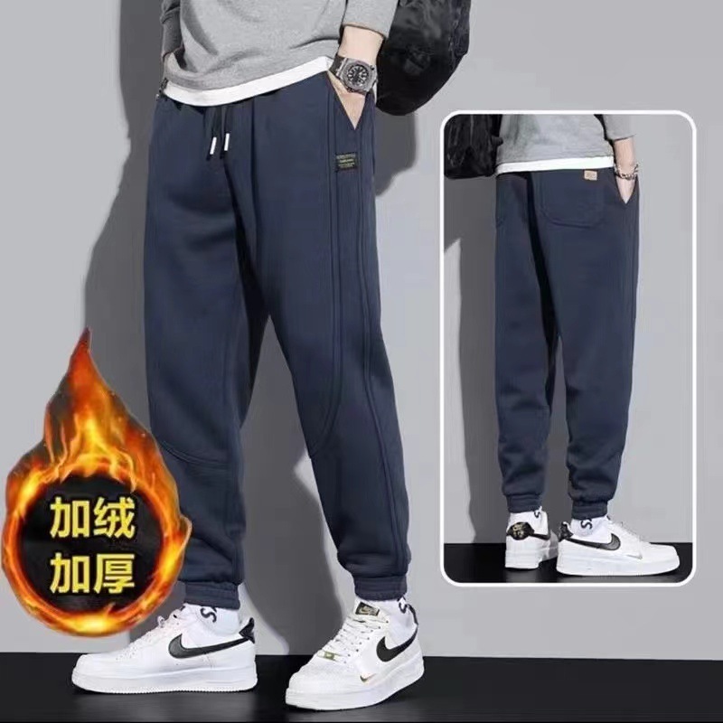 カジュアルパンツ男性春秋タイプのゆるい足秋男性タイプの冬の新しいベルベット保温パンツ運動ズボン|undefined