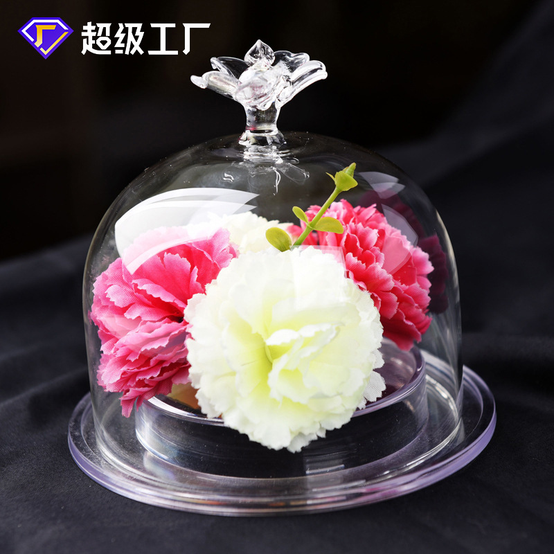 DIY creativo transparente flor eterna cubierta de cristal cubierta de la torta decoración del hogar micro paisaje florero con accesorios