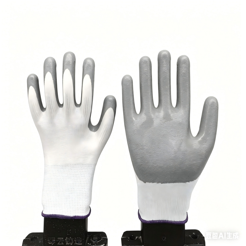 Guantes de protección laboral, guantes impregnados de caucho, guantes de nitrilo resistentes al desgaste, guantes antideslizantes para pesca marina y sitios de construcción, guantes de alta densidad de calibre 13 para venta al por mayor en fábrica.