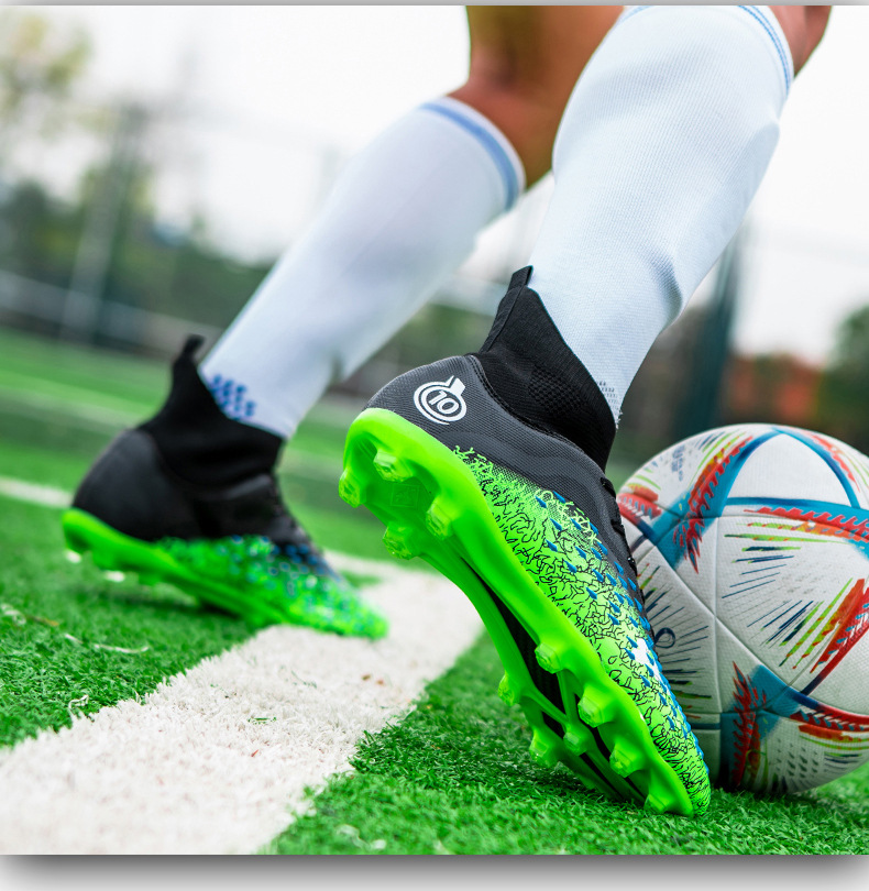 Botas de fútbol AG Long para hombre, para estudiantes, adultos, para exteriores, césped, competición, entrenamiento, con clavos rotos_voghion.com