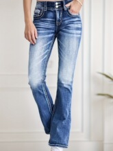 V 72341 Elastic Embroidered Flared Jeans Ůʿ΢��ţ�п�