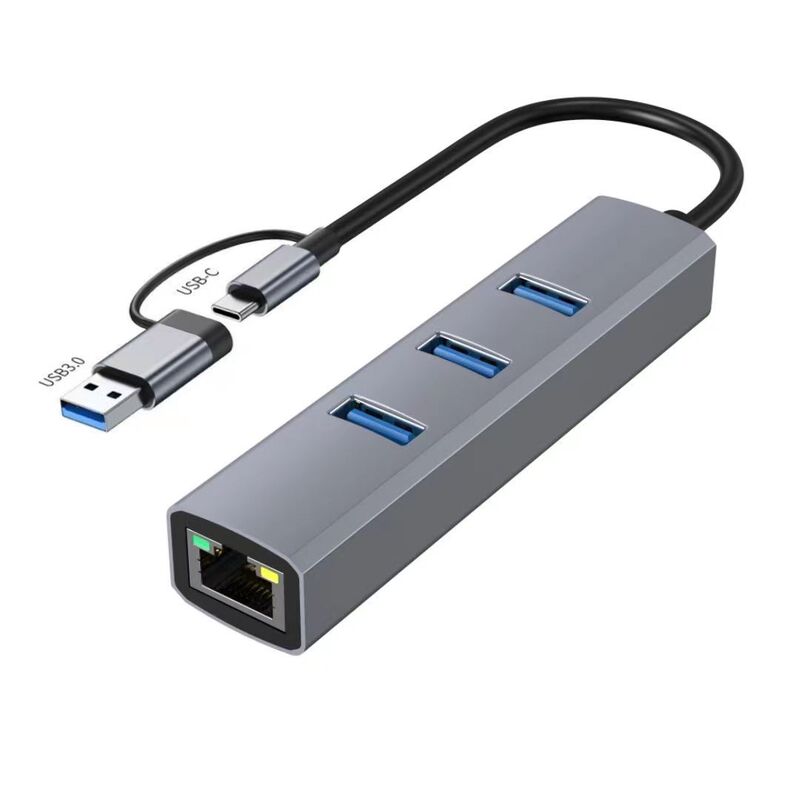 USB dual-head 3.0 gigabit network card plus USB3.0HUB splitter TypeC to RJ45 computer network adapter
