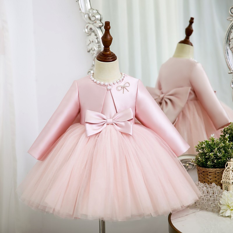 High-end pink children's dress princess...