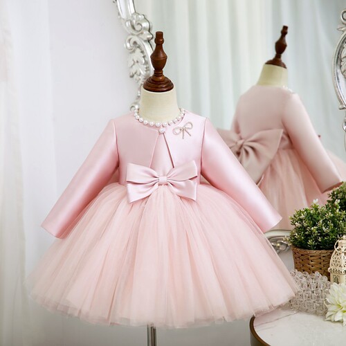 High-end Pink Children's Formal Dress Princess Dress Flower Girl Wedding Dress Fluffy Stylish Formal Dress Stage Performance Suit Two-Piece Set