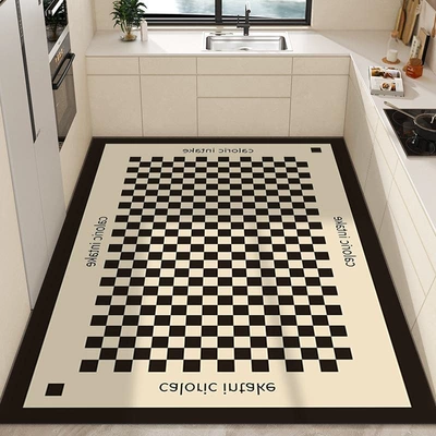 Avtomobil döşəmə paspasları — Anti-Fouling Floor Leather Carpet Kitchen - letter-checkerboard-50x80cm-size-small-careful-shooting