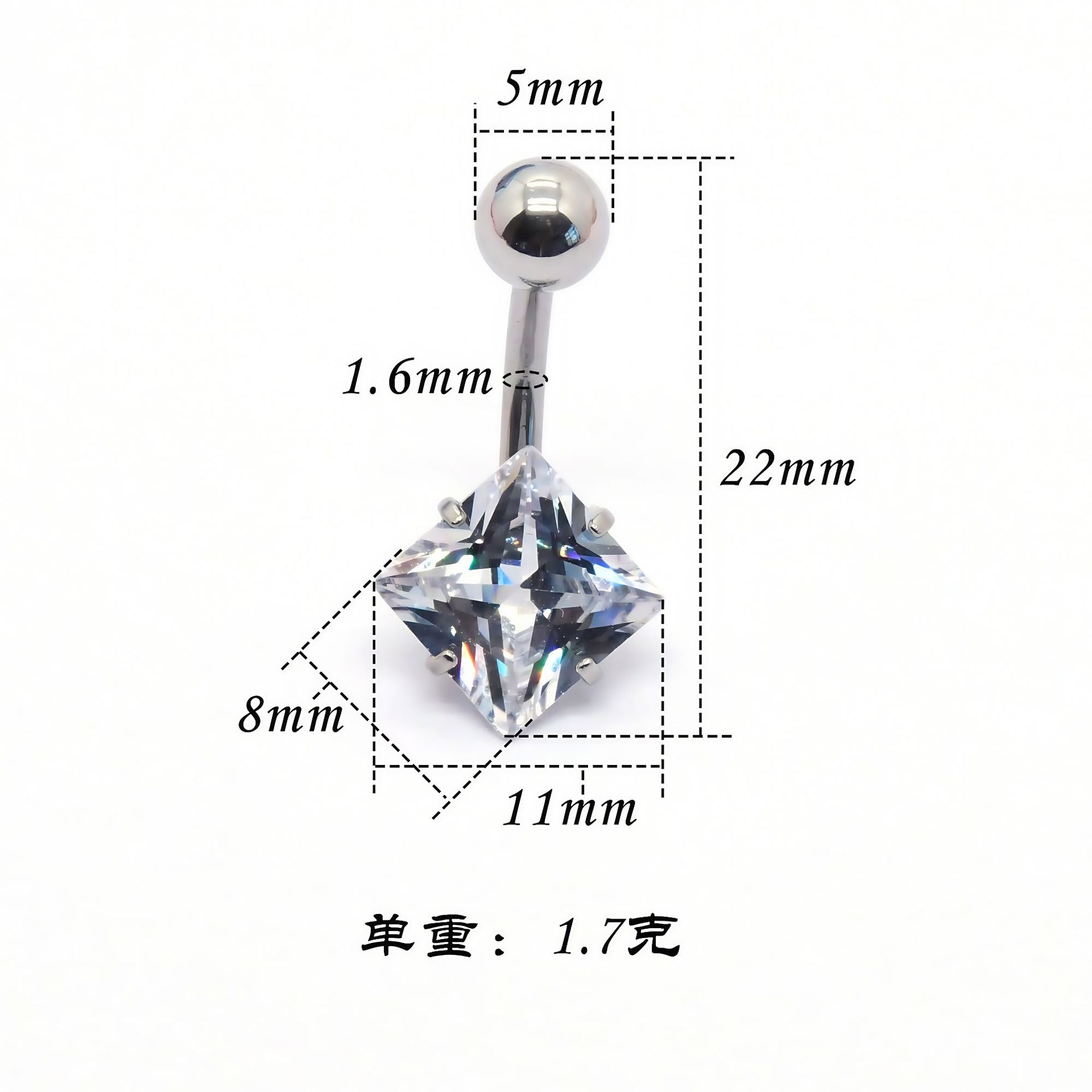 Heart Shaped Belly Button Ring Stainless Steel Navel Jewellery_voghion.com