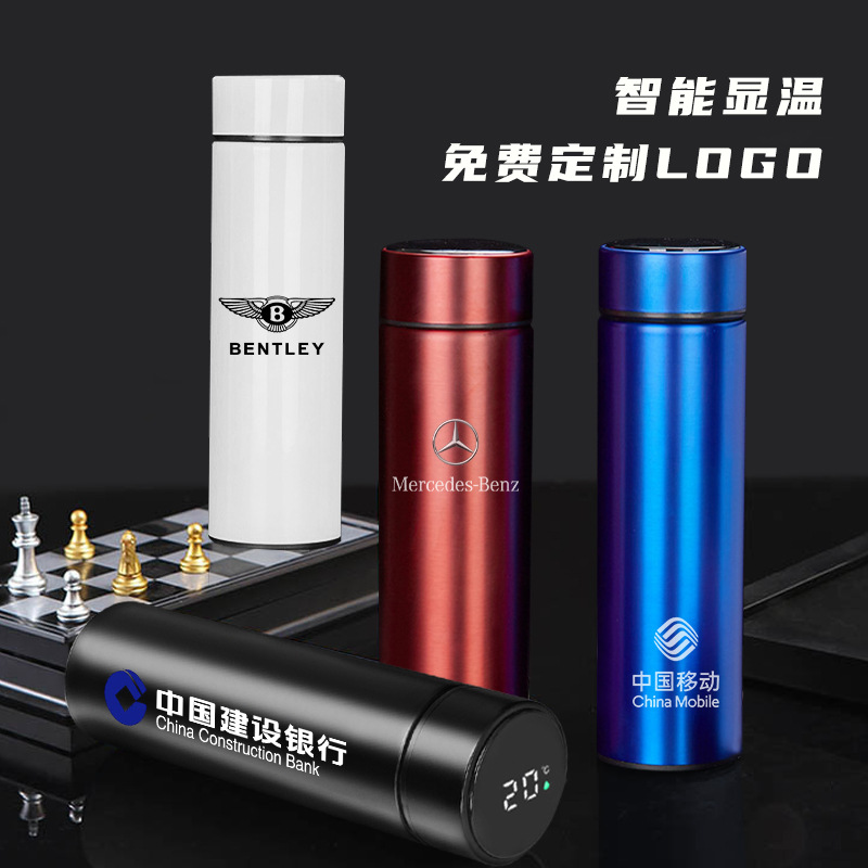 Intelligente 304 doble capa de acero inoxidable hombre temperatura de visualización taza de agua de taza de logotipo regalos comerciales al por mayor