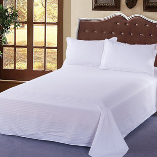 Thickened Hotel Hotel Bedding Dormitory White Satin Bed Sheet Single Piece Bed Sheet Homestay Quilt Cover Pillowcase Yukang