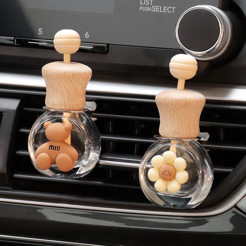 Fragancia de coche, líquido volátil, botella vacía, aceite esencial de aromaterapia autoinstalado, aire acondicionado, salida de aire, té blanco, fragancia ligera, dibujos animados duraderos, lindo