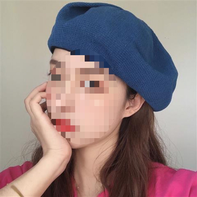 大きな頭囲ベレー帽女性の春と夏通気性薄いレトロニットルーズペインター八角形帽子韓国スタイルのトレンディな新しいスタイル|undefined