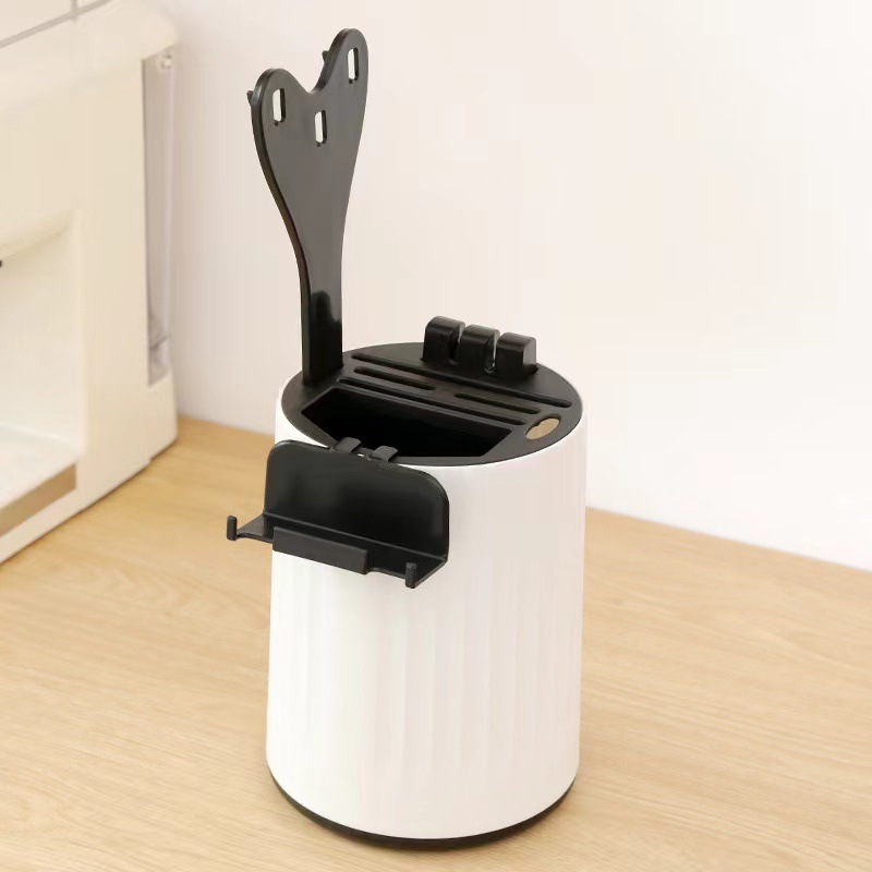 一体型プラスチックキッチン回転ナイフホルダー収納ラック多機能家庭用箸包丁カトラリーラック収納アーティファクト|undefined