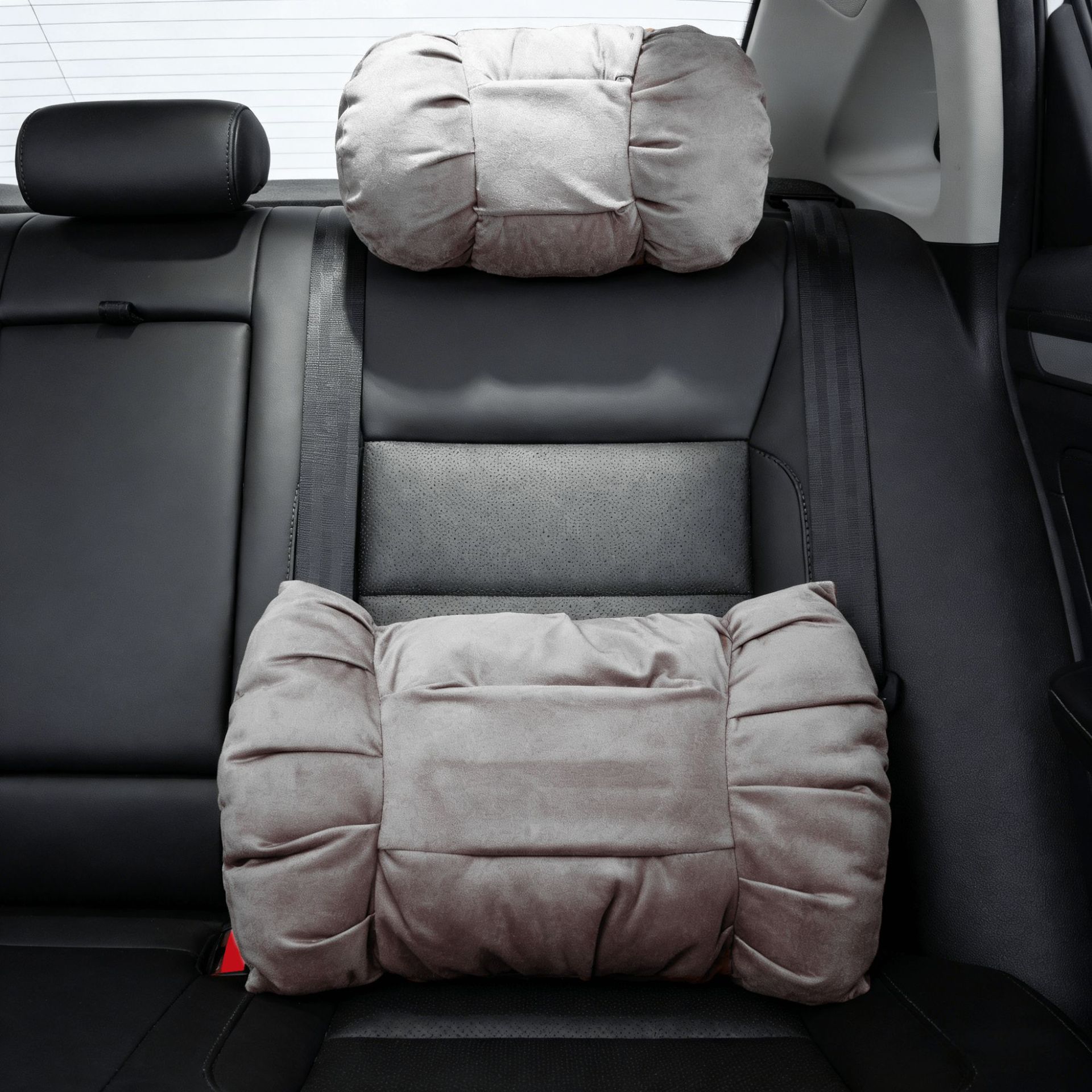 Car Headrest and Lumbar Support, Suede Leather, La Wenjie Bubble Style Neck Pillow, Comfortable and Soft Car Seat Pillow