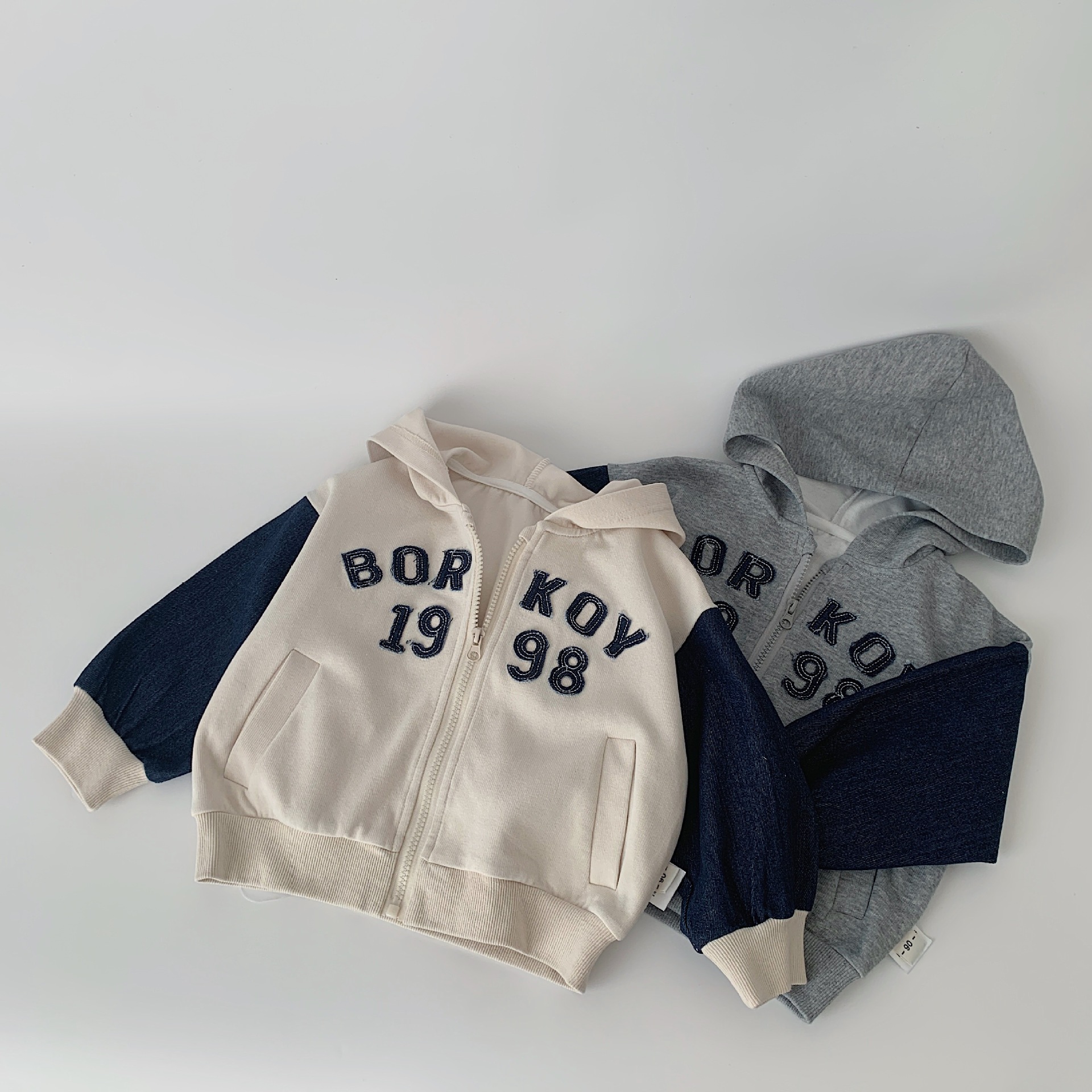 Maibao niños abrigo 2024 primavera nuevos y niñas Denim costura cardigan estilo occidental casual Top ropa de moda