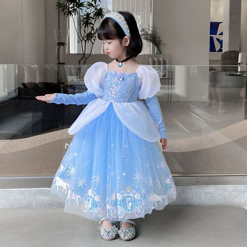  Spring Cinderella Princess Dress Cinderella Girls' Dress Formal Dress Halloween Foreign Trade One-Stop Service 