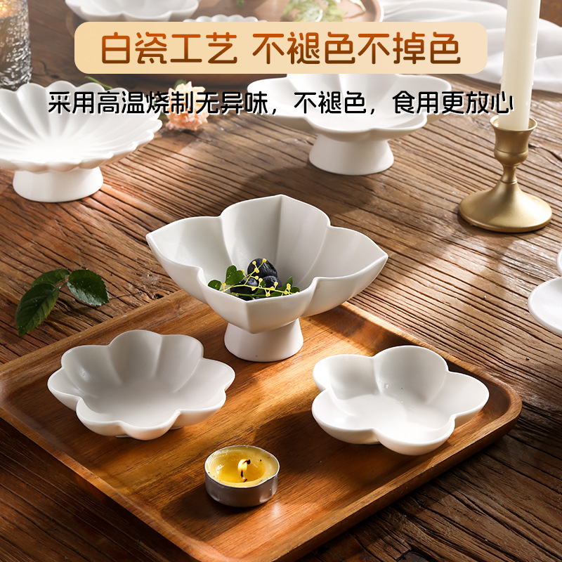 白磁クラフト、シンプルスタイル、高級感、創作花の賛歌、陶磁器食器セット、お手入れ簡単食器セット|undefined