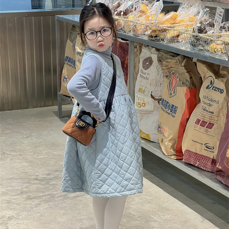 Bolso de hombro para niños y niñas de color contrastante de moda, bolso de mano para niñas, exquisita mini bolso de hombro para niños