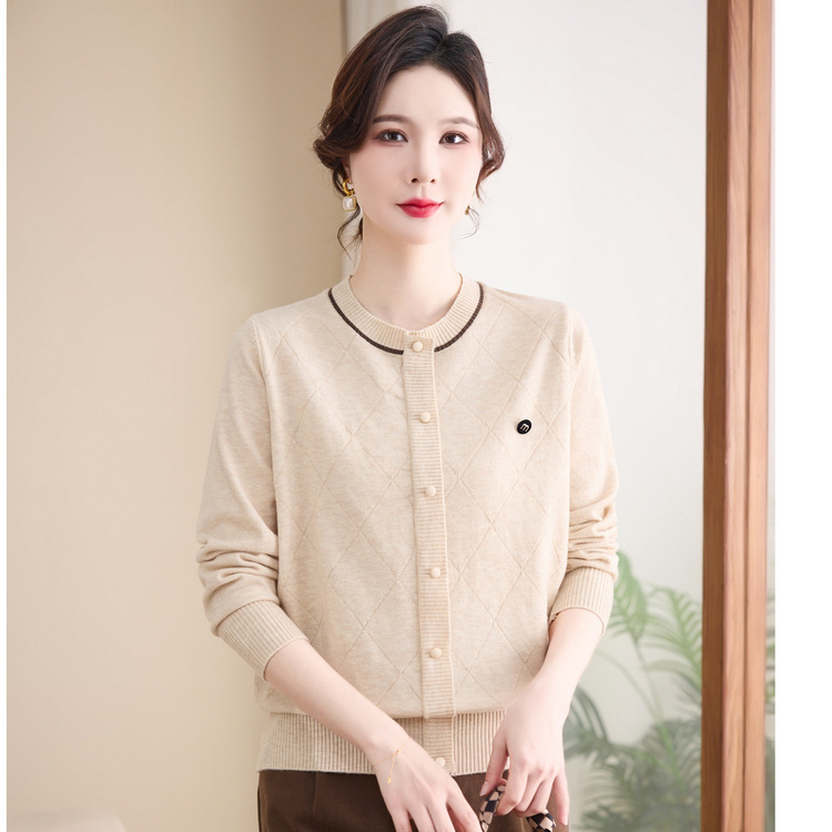 中老年人毛线衫时尚女服装春装妈妈装女装针织衫女高弹力40岁50岁|undefined