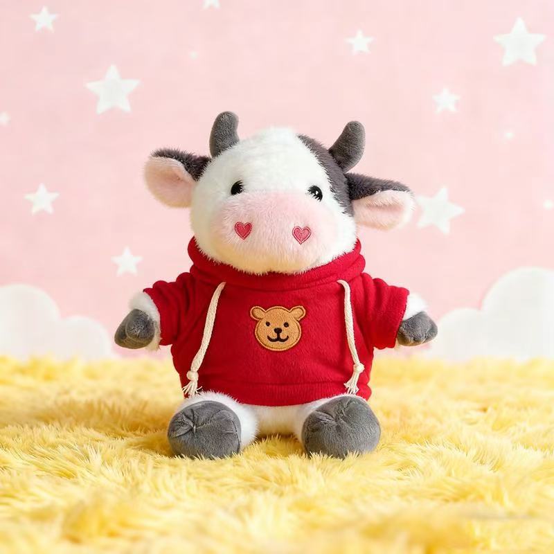 Transfronterizos de vestir grandes flores juguetes de peluche muñecas de vaca zodiacal muñecas de tela regalo muñecas de vaca de flores muñecas
