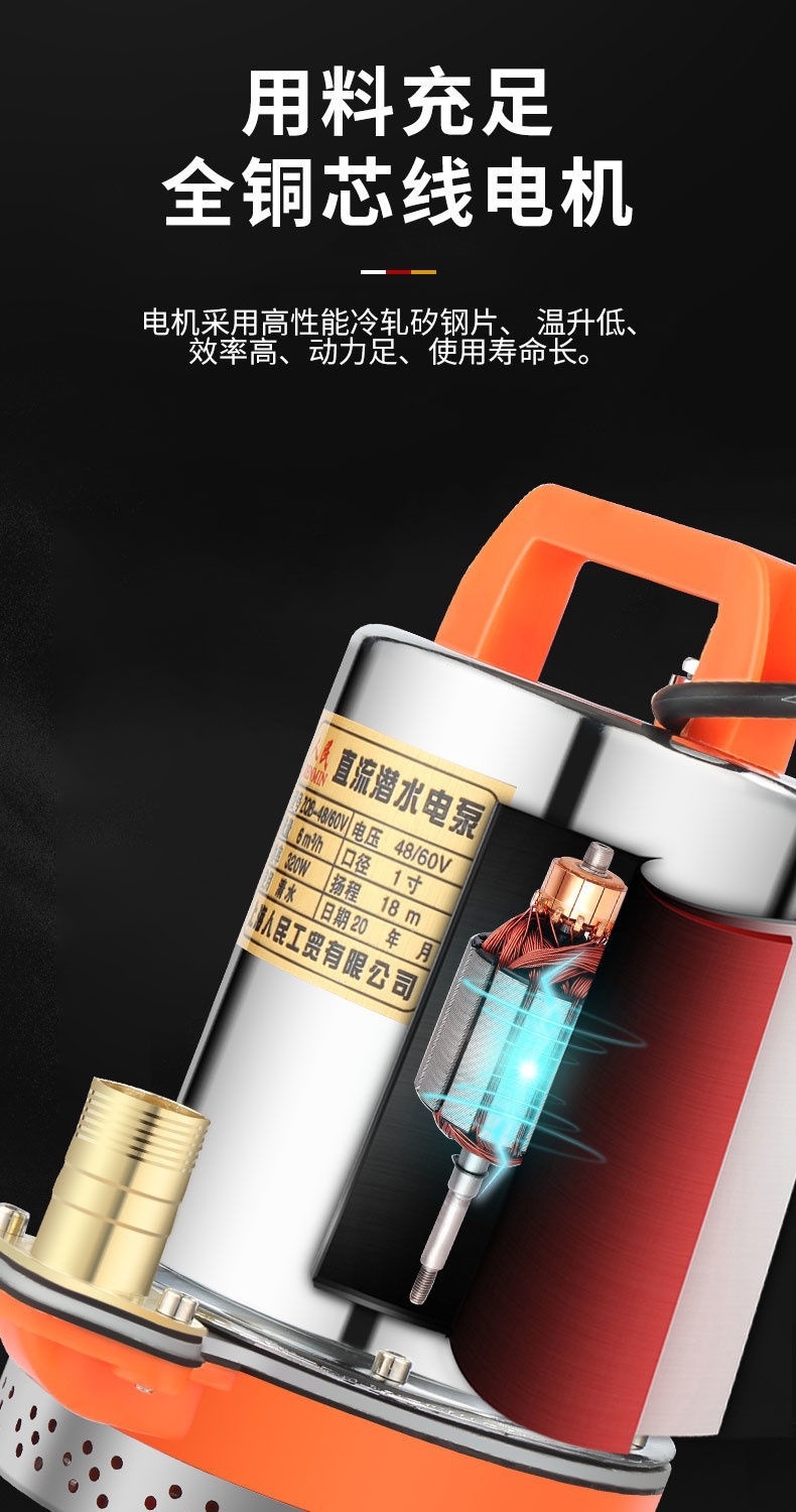 Shanghai People's 12V 24V 48V 60V 72V Dc Submersible Pump Electric Vehicle Battery Water Pump Car Wash
