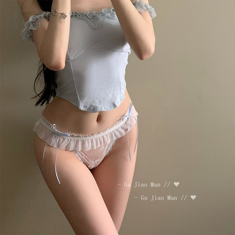 2025 Sexy Lace Low-Waist Panties for Women, Pure Desire Style, Sweet Solid Color, Bowknot, Breathable Mesh Triangle Briefs 2025 Sexy Lace Low-Waist Panties for Women, Pure Desire Style, Sweet Solid Color, Bowknot, Breathable Mesh Triangle Briefs