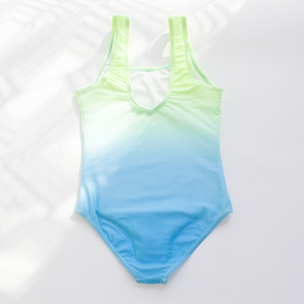Nylon Fabric Type Beach Letter Gradient Color Bodysuit One-pieces Kids Swimwear