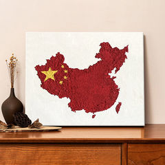 中国风地图肌理画diy材料全套爱国主题石英砂丙烯画手绘油画填充