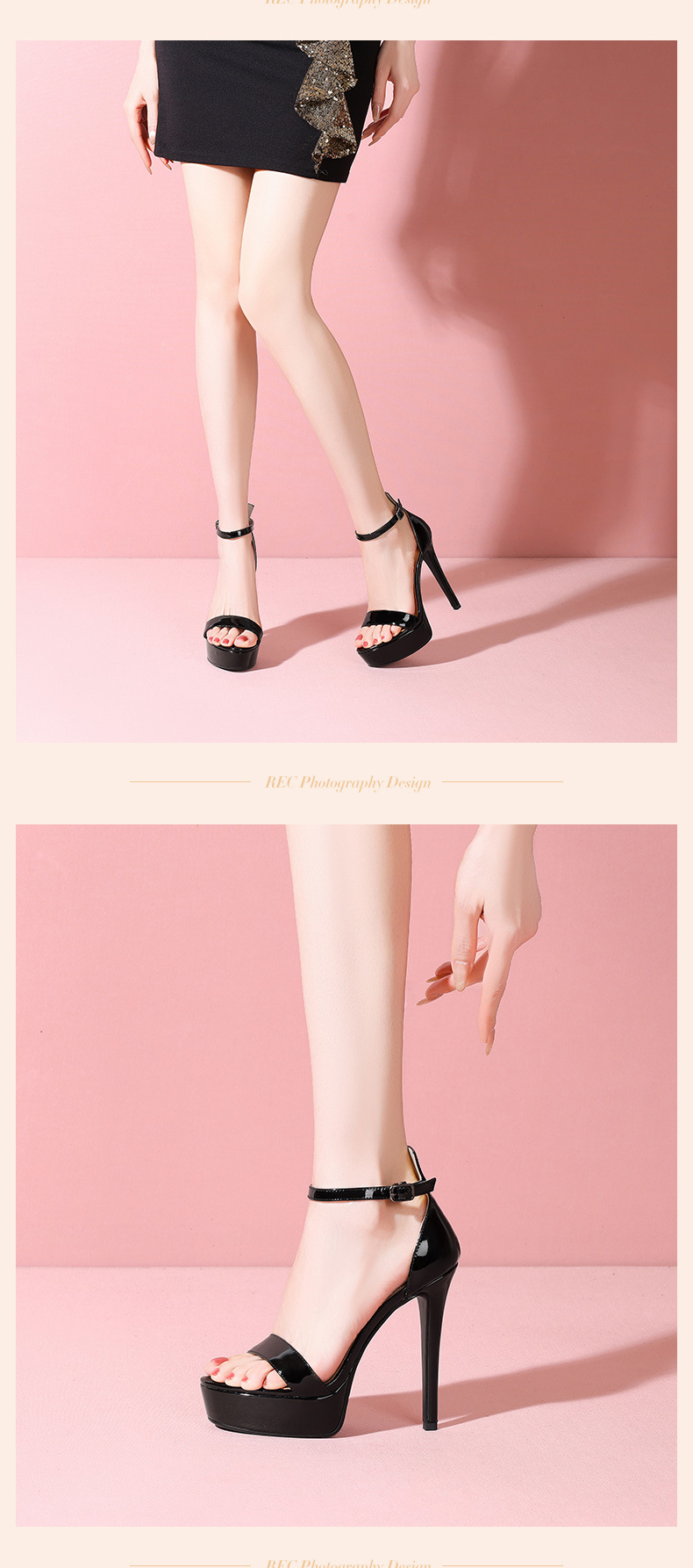 Sandal cao gót nữ mũi hở quai ngang gót siêu cao 13 cm đế platform chống thấm — Đỏ 13cm chi tiết 6