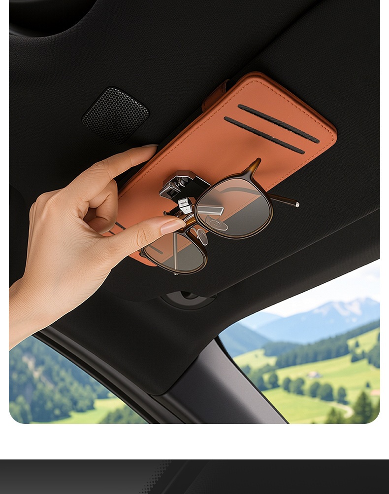 Car glasses holder, car sun visor card storage box, multifunctional creative car interior accessory