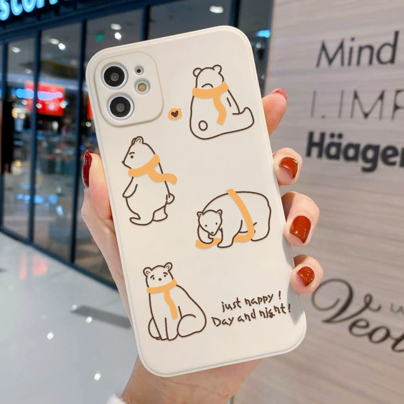 Совместимый чехол для Apple, мультяшный дизайн, iPhone 12 Pro, телефон XS Max, 13, с медвежатами