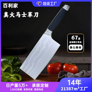 Damascus Steel 67-Layer Household Kitchen Meat Slicing Knife Hollow Handle Integrated Chef's Special Chinese Kitchen Knife