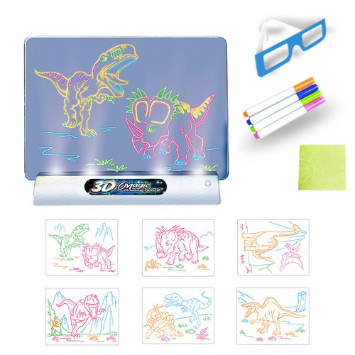Cross-border new children's 3D drawing board magical painting writing board three-dimensional luminous board LED light-emitting educational fluorescent board