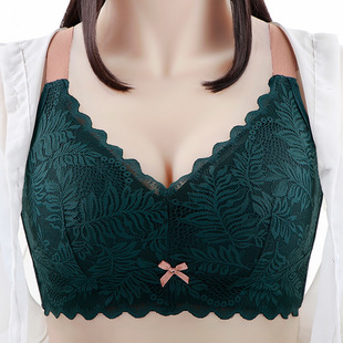 Large size underwear women fat mm200 kg big chest small bra thin no steel ring full cup bra accessory milk D cup