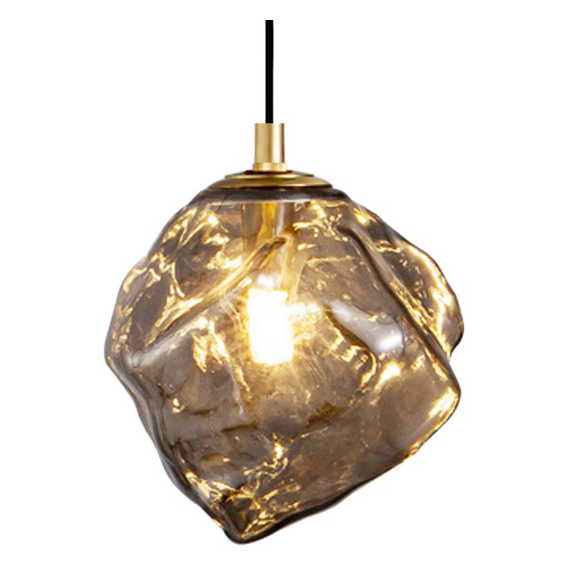 Lámpara colgante LED minimalista con diseño de cubo de hielo para restaurante, luz creativa colgante, lámpara de cristal simple para barra, mostrador, dormitorio, mesita de noche