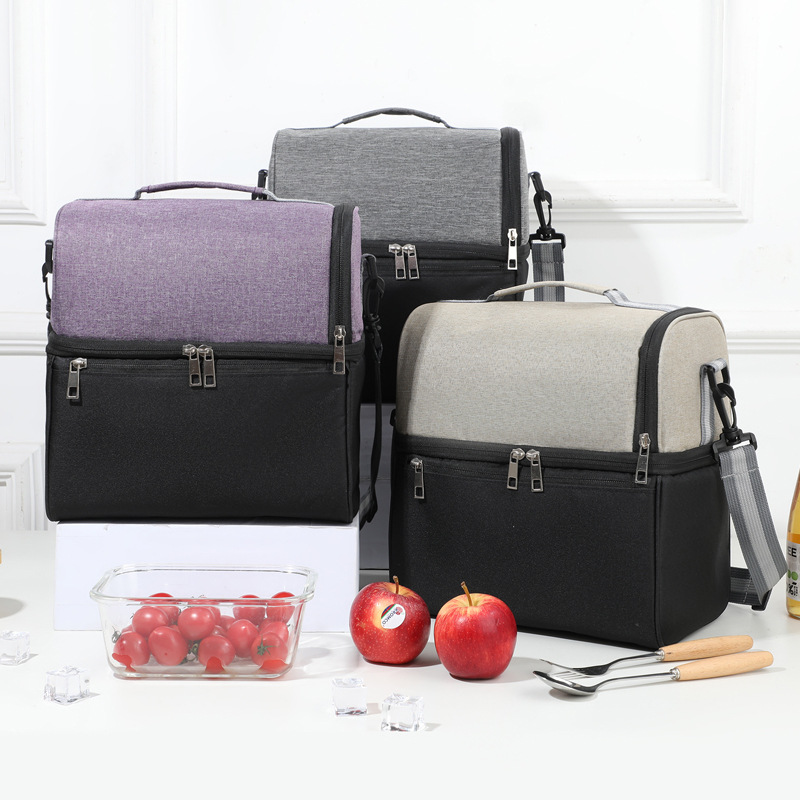 Nueva bolsa de hielo grande de color en contraste, bolsa de picnic al aire libre, bolsa de mantenimiento fresco de comercio exterior, bolsa de almuerzo, bolsa de almuerzo, bolsa de aislamiento de mensajero, color a juego
