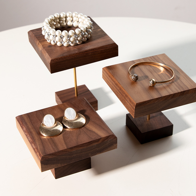 Walnut wood jewelry display rack, bracelet and bangle display, solid wood accessories, jewelry display stand, photo shooting prop