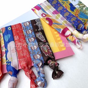 Elastic Elastic Hand-knotted Hair Band Hair Tie No Pleated Hair Ring Hair Rope Printed Movable Bracelet
