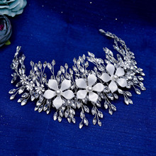 外貿新娘發帶 水鑽珍珠發箍 合金花朵手工頭飾 盤發配飾批發 A509
