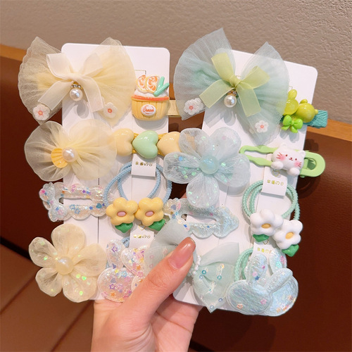Children's Frozen Hairpin Elsa Princess Bow Hairpin Little Girl Clip Set Hair Accessories Girls Headwear