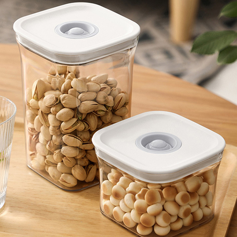 Kitchen storage tank wholesale square grains coffee beans snacks dried fruit transparent plastic food grade sealed box