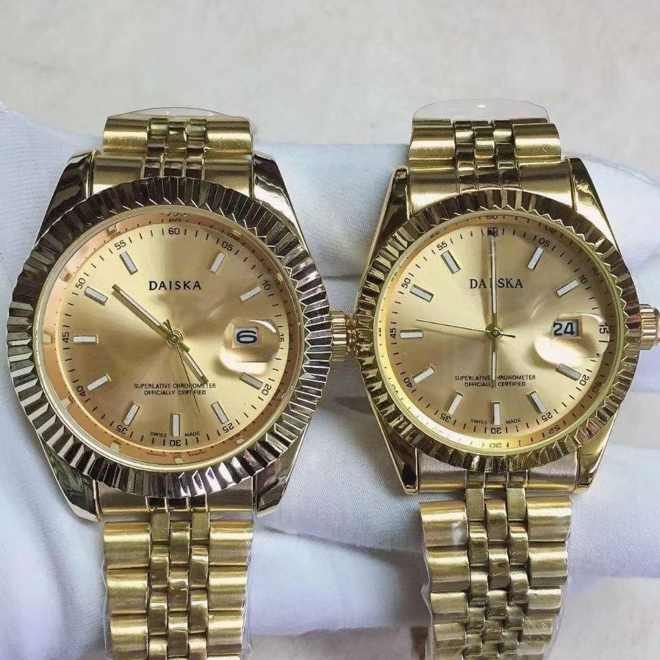 All-Gold Dial Luxury High-End Diary Couple Quartz Watch Business Style Men's and Women's Deischa Watch