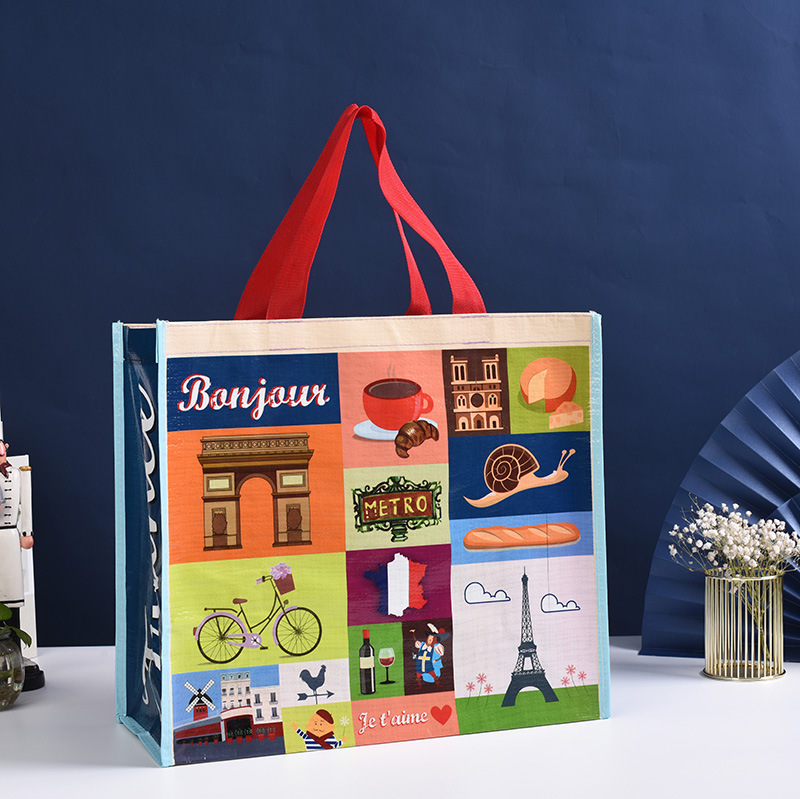 PP塑料编织购物手提袋手提编织袋印花蛇皮袋打包袋环保环保时尚