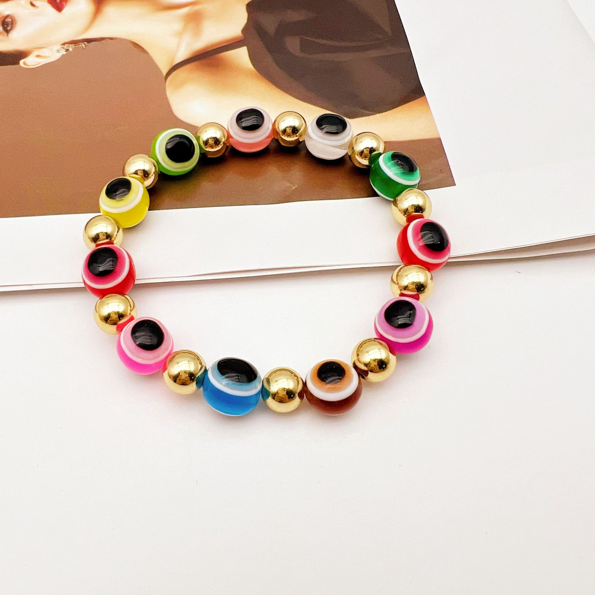 Fashion Devilu0027S Eye Resin Beaded Womenu0027S Bracelets 1 Piece