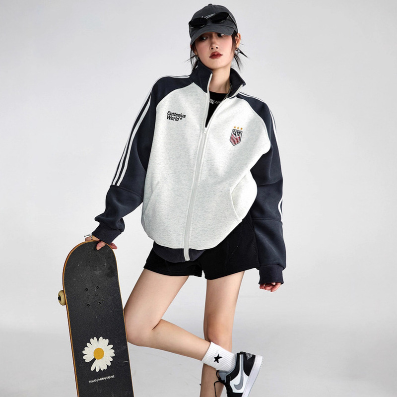 American Stand-Up Collar Baseball Uniform Sports Jacket for Men and Women Winter 2025 New Sweatshirt Men's Cardigan Jacket Top Chic