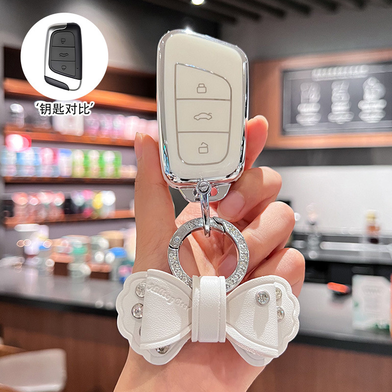 [Chery L 스타일] 실버 엣지 화이트 + 화이트 리본