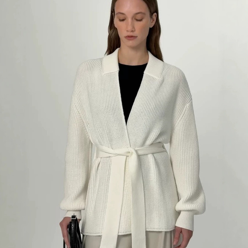 European and American style cross-border mid-length knitted kimono cardigan for women, autumn and winter, with waist belt, slim fit, simple sweater coat European and American style cross-border mid-length knitted kimono cardigan for women, autumn and winter, with waist belt, slim fit, simple sweater coat