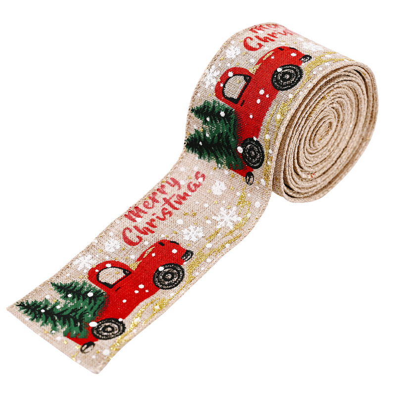 豪貝創意新作クリスマス装飾用品カラー自動車プリントリボンクリスマスツリー装飾リボン|undefined