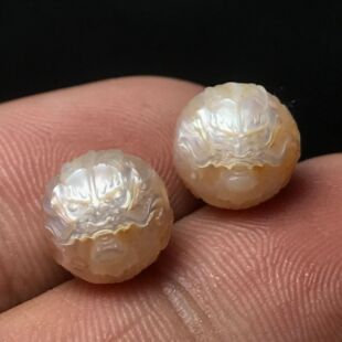 Natural freshwater pearl dragon ball round bead precision engraving pieces Wenhua accessories bracelet accessories waist bead top bead accessories