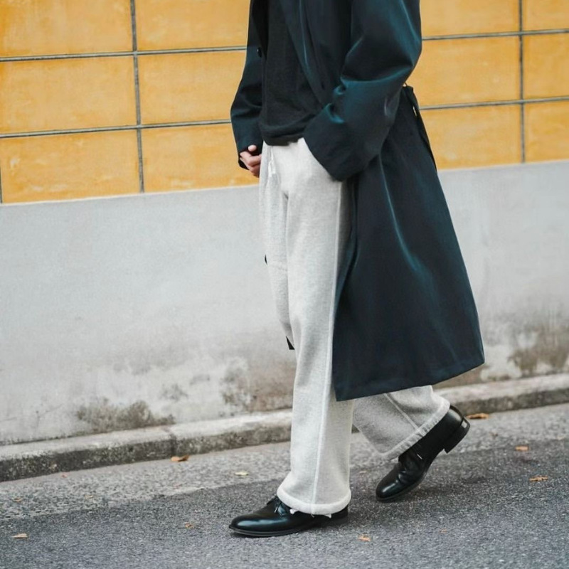 Lem Style Japanese Limited Floral Gray Loose Casual Straight Elastic Waist Drawstring Sweatpants